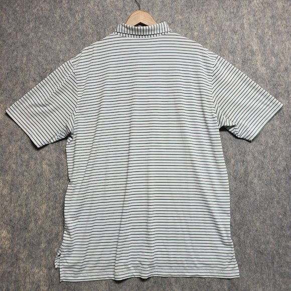 Peter Millar Polo Shirt Men XL Green Blue Striped Summer Comfort Heathrow Golf - Picture 4 of 9